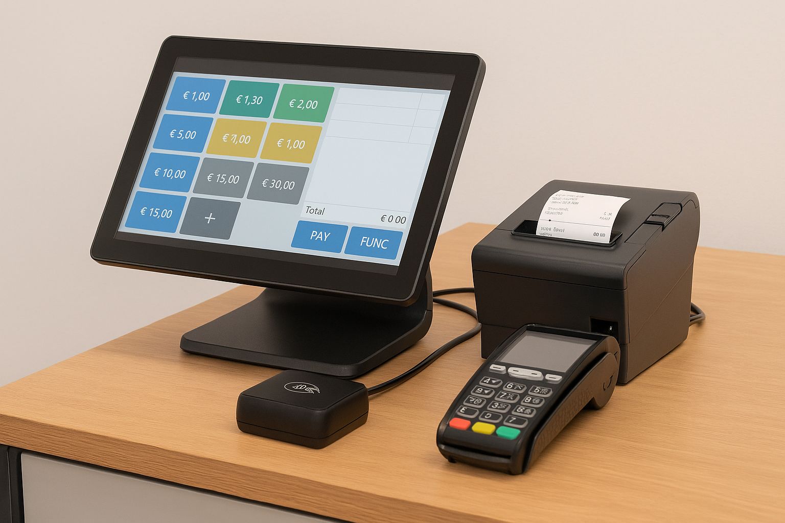 Elektronisches Kassensystem in modernem Steuerbüro in Erlangen – professionelle Steuerberatung mit digitaler Technik für Unternehmen und Selbstständige.